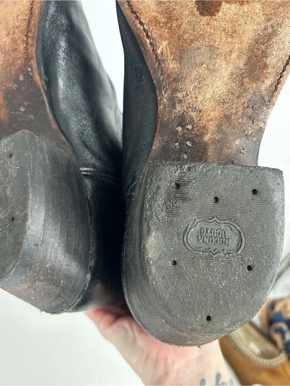 Vintage Nocona Men's size 11.5 D Black Leather Cowboy Western Boots